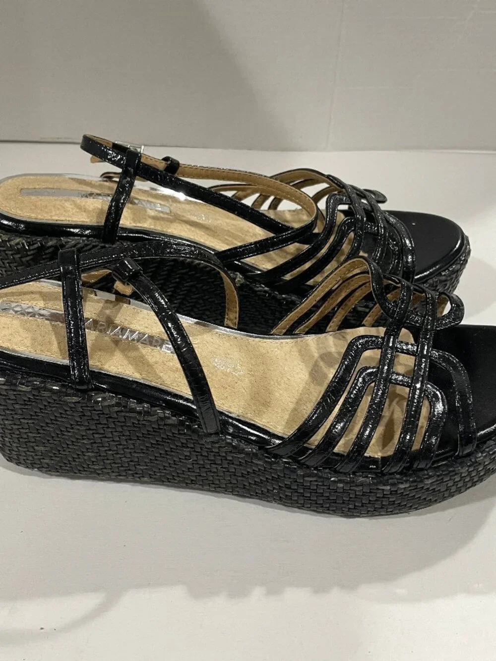 Maria Mare Black Cage Strappy Platform Wedge Sandals Womens 9.5 (EU 40) Espadril